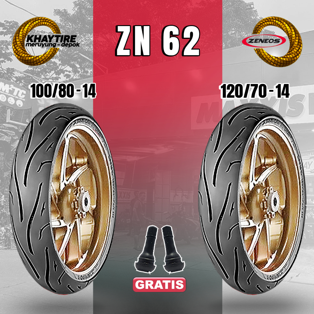 Paket Ban Motor PCX ZENEOS ZN62 100/80-14 + 120/70-14 Tubeless