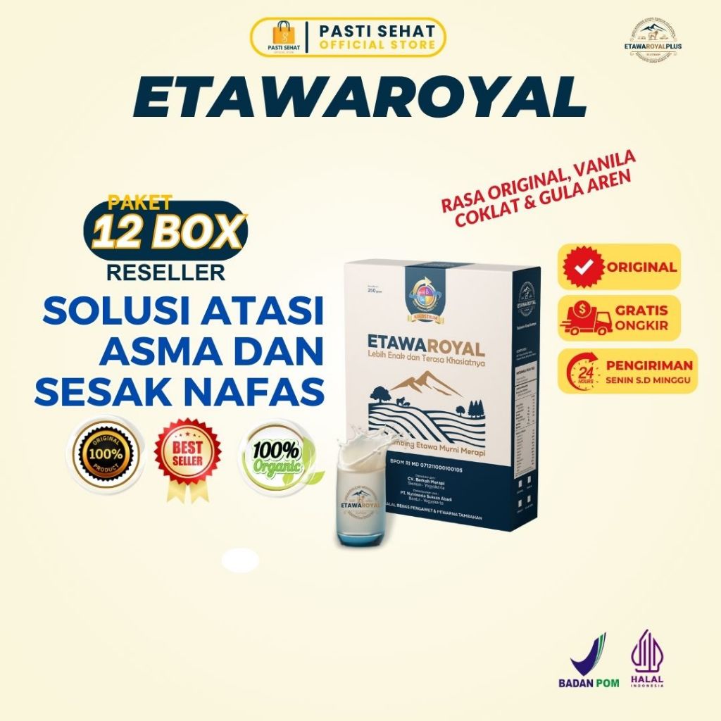 

PAKET WARAS 4 BOX ETAWAROYAL susu etawa untuk sesak nafas dan osteoporosis