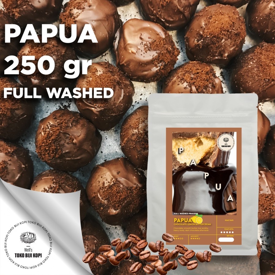 

Well's Toko Biji Kopi - KOPI ARABIKA PAPUA CHOCOLATE LEMON BUTTERCREAM ROASTED BEAN - 250 GRAM
