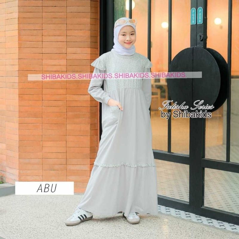 Baju Anak Perempuan Baju Muslim Anak Perempuan Dress Muslim Warna Abu Shiba kids Fashion Distro Anak