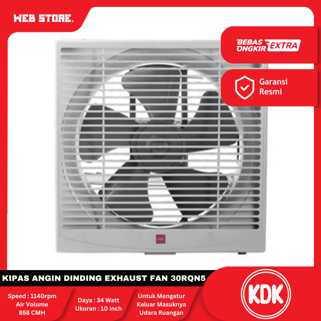 Kipas Angin Dinding Eksos Exhaust Fan Dinding 10" 10 Inch 25RQN5 KDK