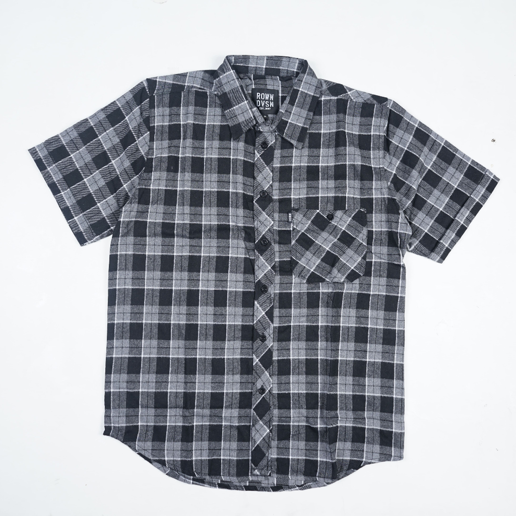 Rown Division Official Stockroom Flanel Shirt - Rowndvsn Kemeja Flannel Amiri Black Grey
