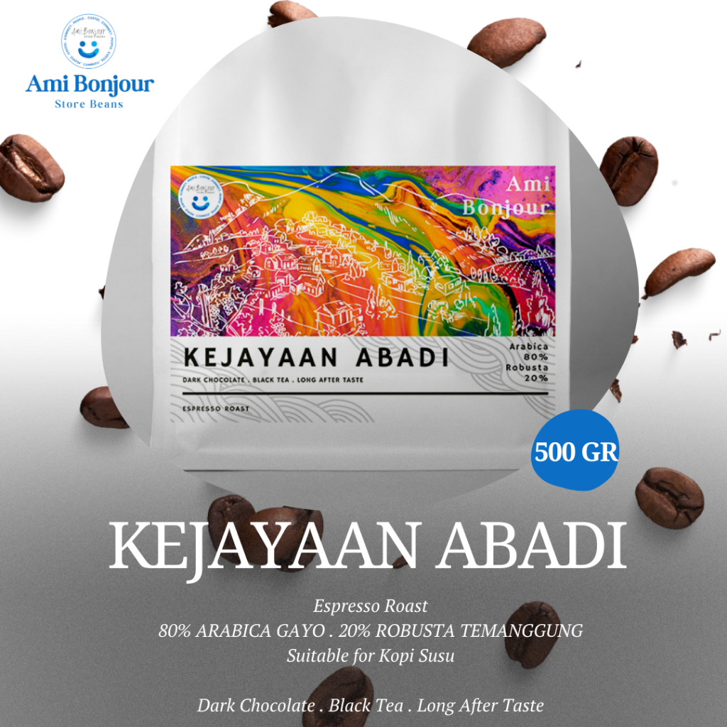 

Ami Bonjour - Kejayaan Abadi 80/20 - Biji Kopi Espresso Roast Coffee Bean - Kopi Susu Blend - 500 Gr