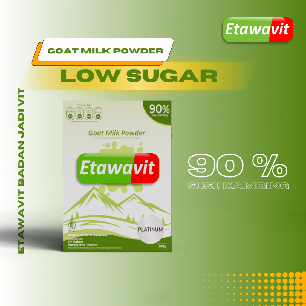 

ETAWAVIT Platinum Low Sugar 500 gr Susu Rendah Gula Kualitas Tinggi