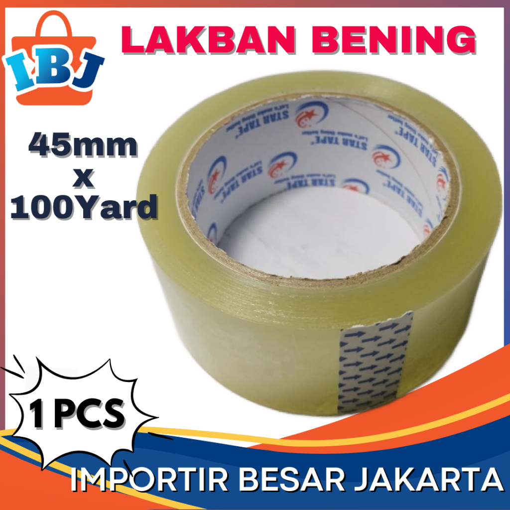 

Lakban Bening 45mm x 100 Yard - 90 Meter I Solasi Bening I Isolasi Bening I Selotip I harga 1 buah