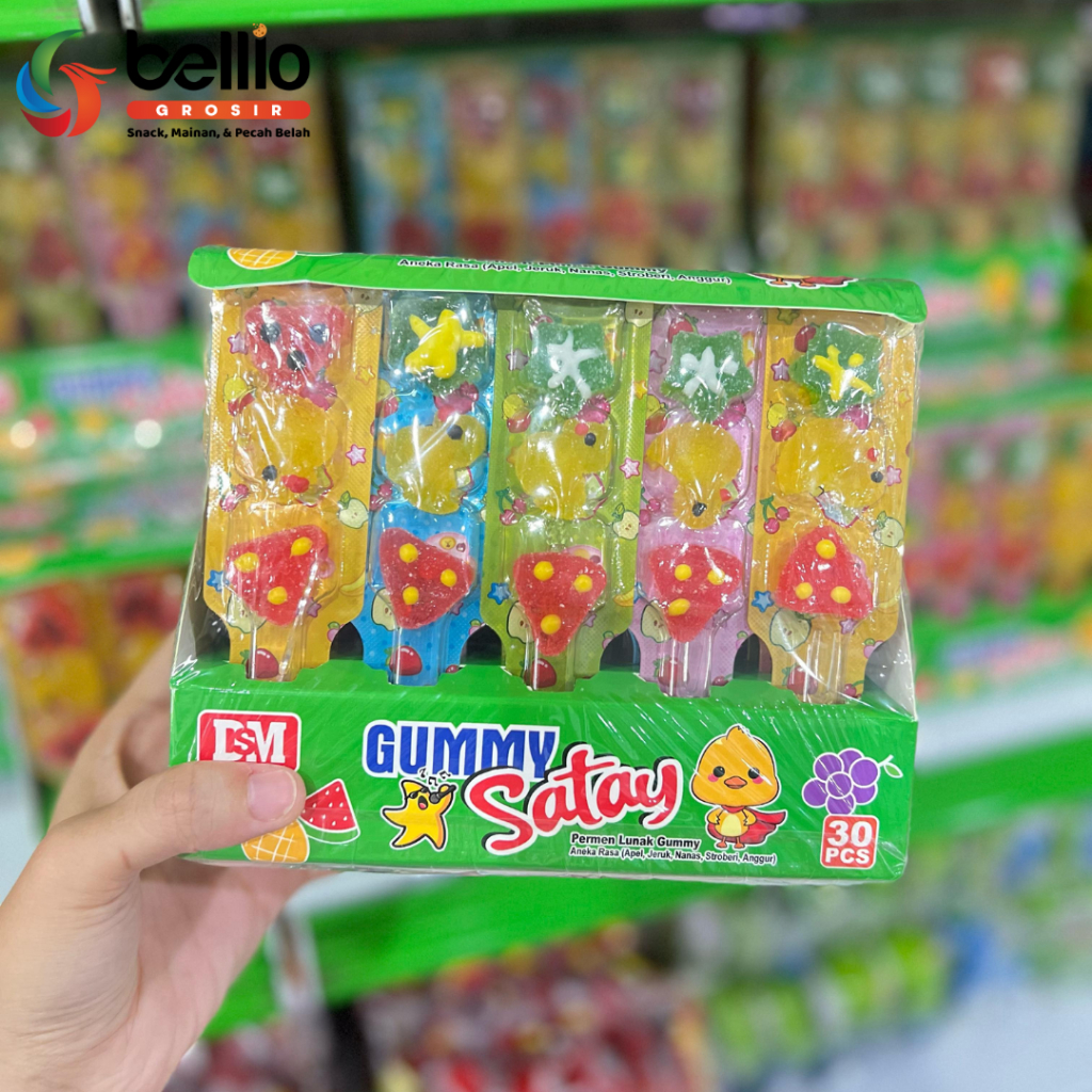 

DSM Gummy Satay / 30 PCS PERMEN LUNAK GUMMY SATAY BOX HIJAU DSM