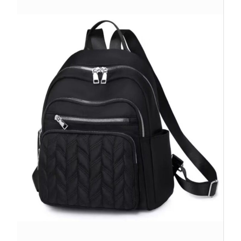 Tas Ransel Wanita Cewek Perempuan Remaja Bahan Nylon Anti Air Waterproof Warna Hitam Cream Pink Sale