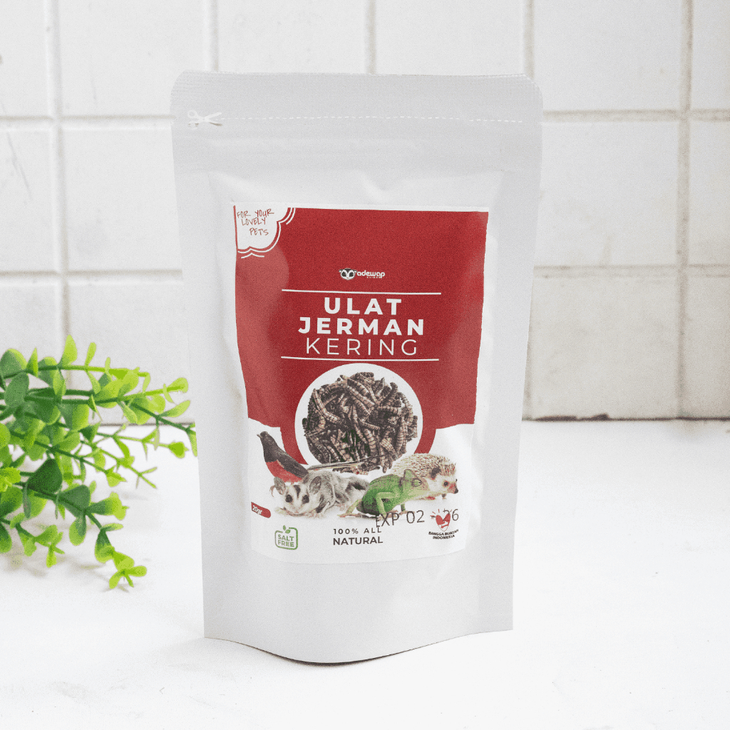 ADEWAP GLIDER Ulat Jerman Kering Dried Super Worm Cemilan Sugar Glider - 40gr