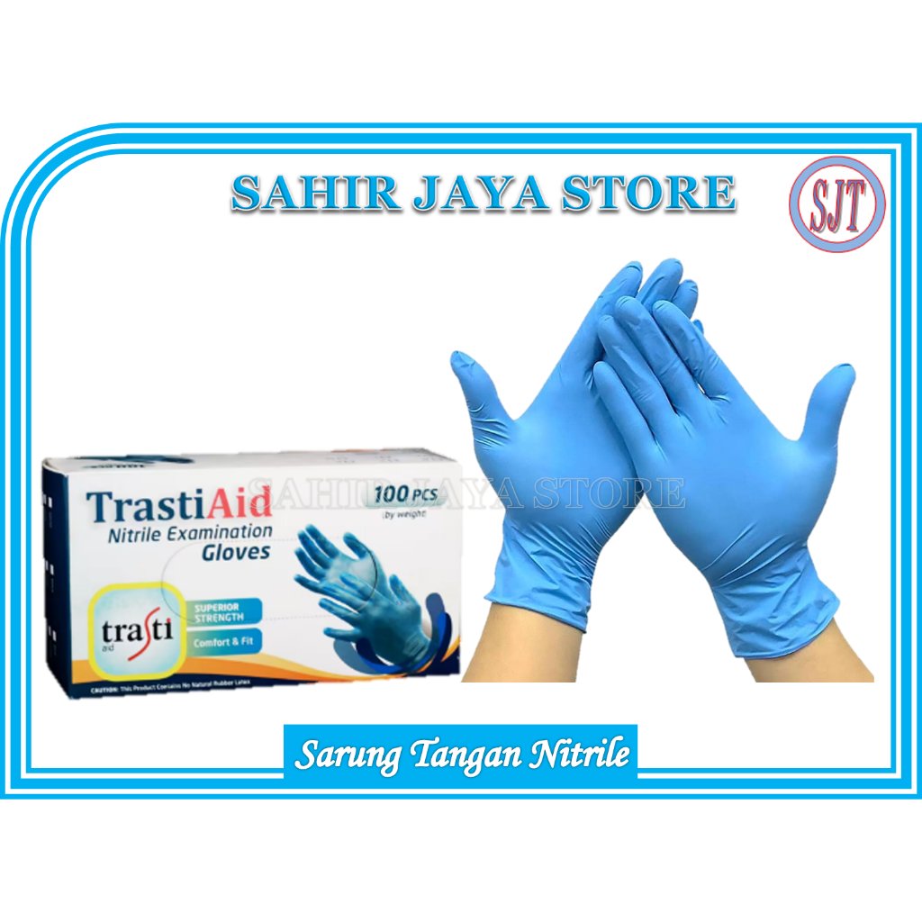 Sarung Tangan Nitrile Powder Free Sarung Tangan Karet Medis Nitrile Gloves 1 Box isi 100 Pcs