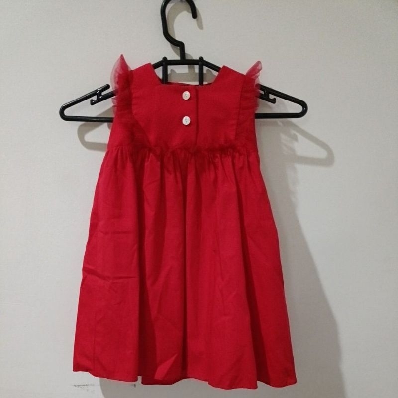 Preloved Dress anak perempuan Red Les petits original 4years almost new