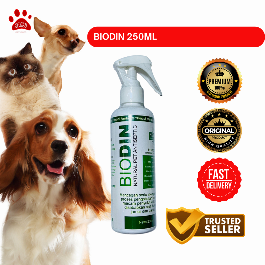 Biodin Spray 250 ml - Biodin untuk PMK Sapi - Antiseptic Semprot untuk Hewan - Obat Luka untuk Hewan