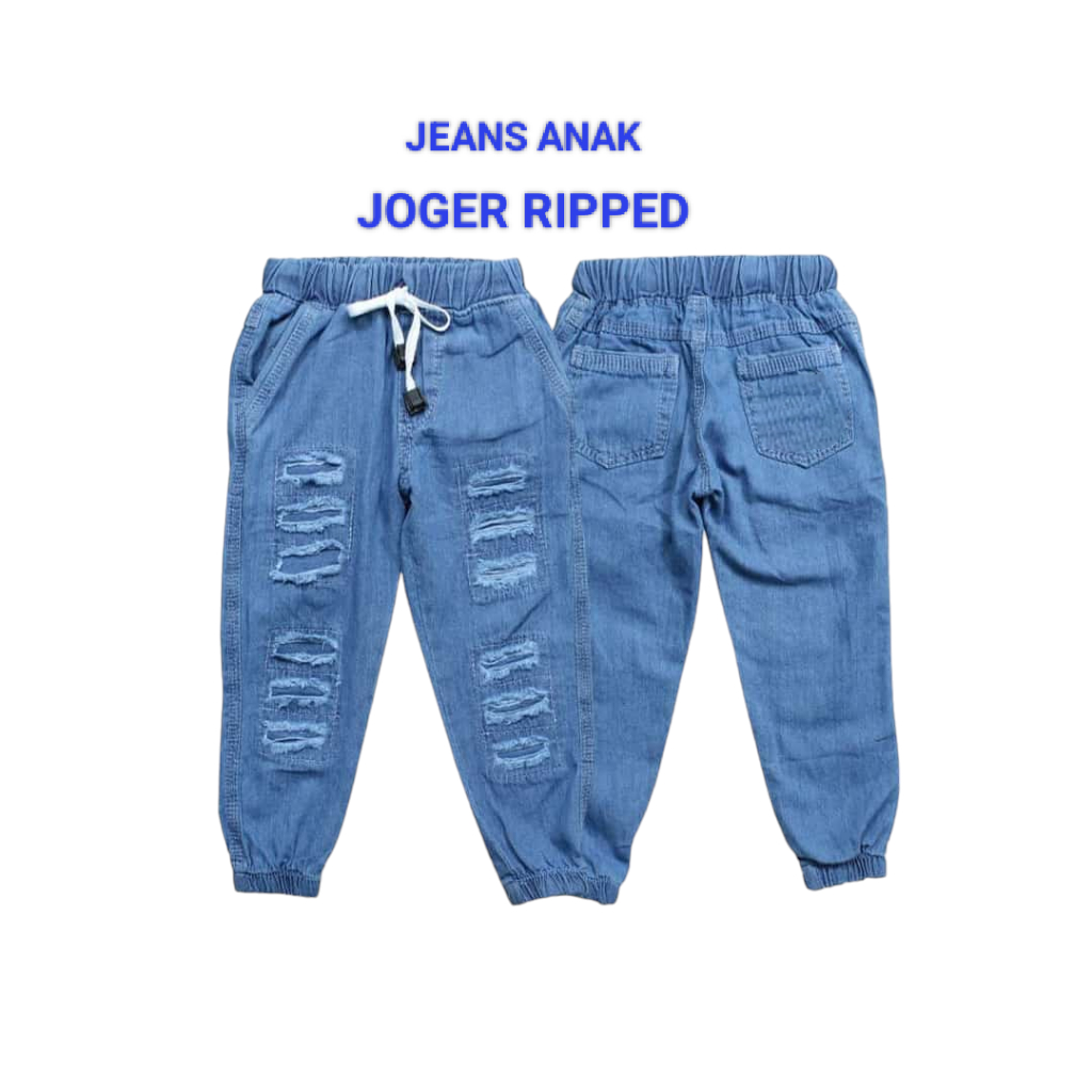 Jogger Jeans Anak Perempuan ll Celana Jogger Jeans Ripped Anak Perempuan dan Laki-laki