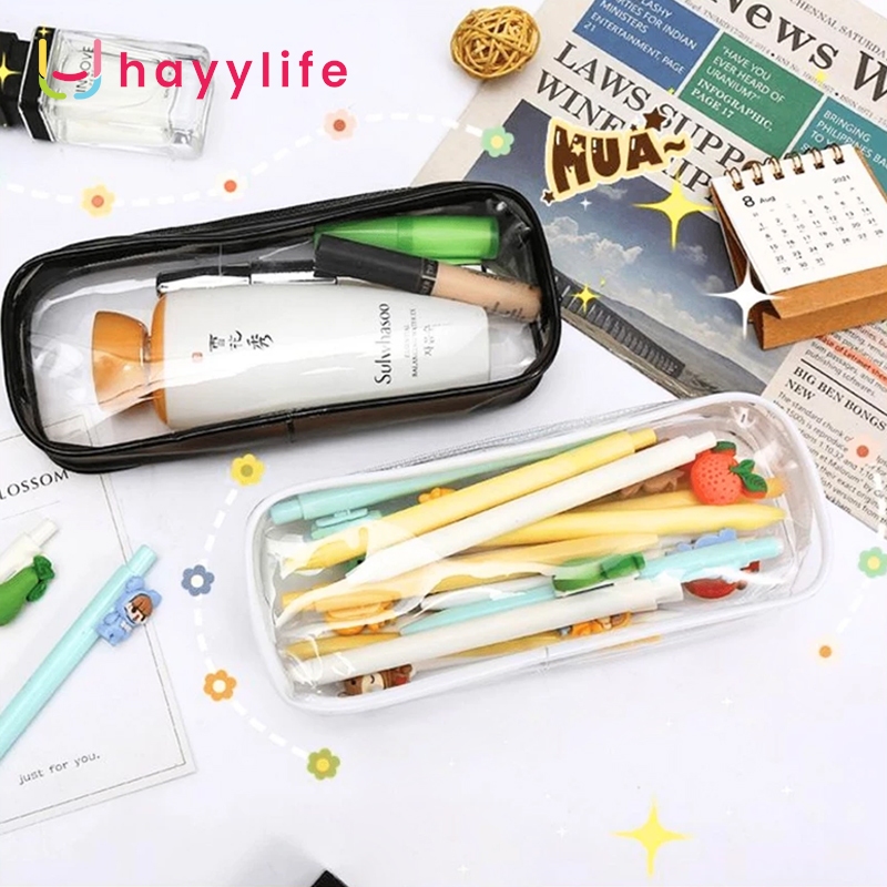 

HAYYLIFE Transparan Pencil Case Simple Minimalis Aesthetic,Pouch Bahan Plastik PVC HL-AIA777
