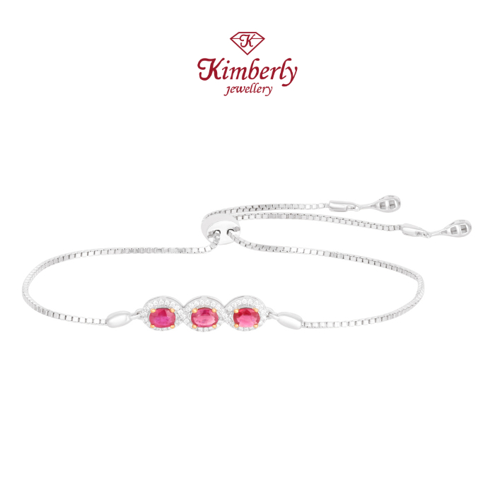 Gelang Rantai Berlian Trilogi Batu Ruby Burma KBE1212013 - Kimberly Jewellery