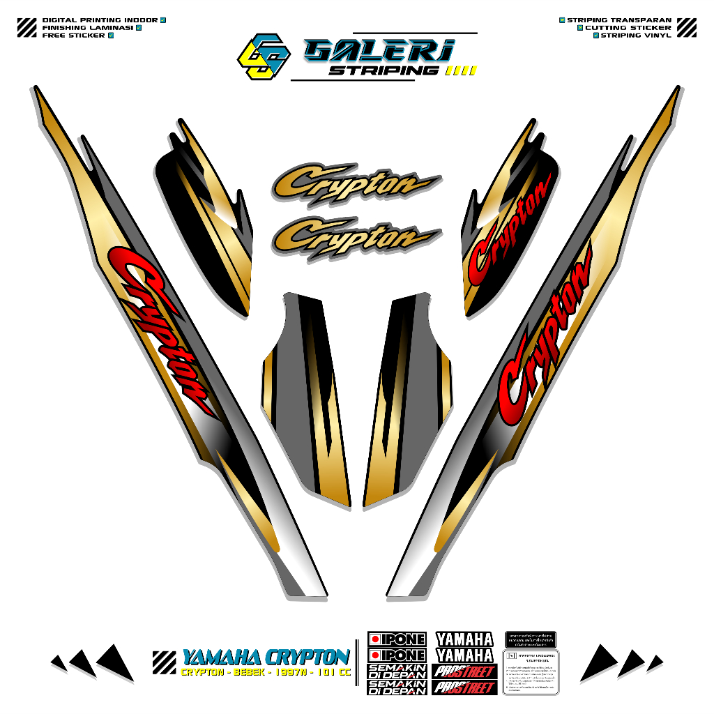 STRIPING YAMAHA CRYPTON MOTIF X1 STICKER CRIPTON 1995 1996 1997 STIKER LIST MOTOR CRYPTON STANDAR