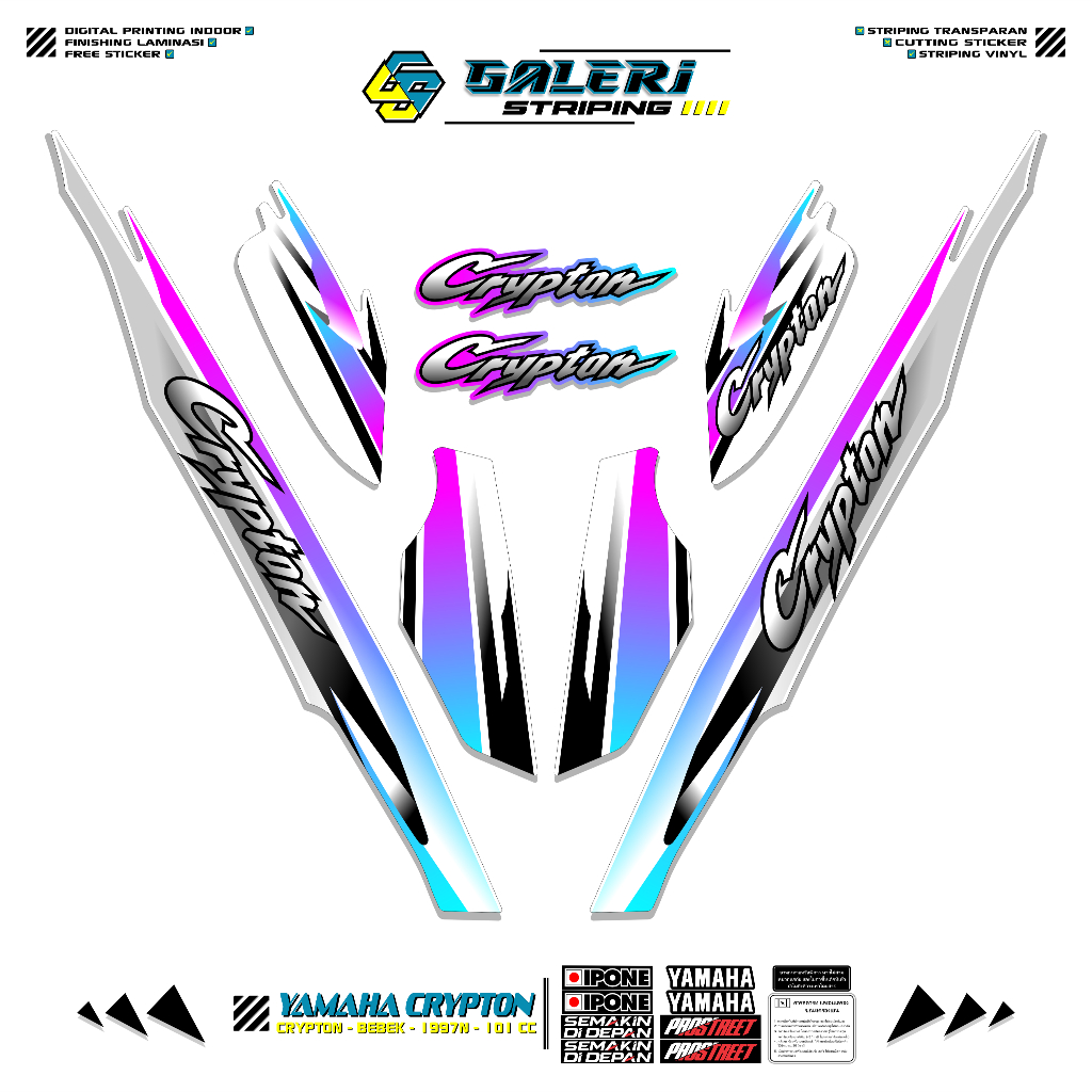 STRIPING YAMAHA CRYPTON MOTIF X3 STICKER CRIPTON 1995 1996 1997 STIKER LIST MOTOR CRYPTON STANDAR