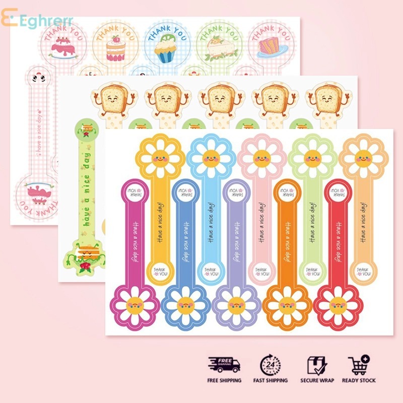 Eeghrerr 100 Pcs Stiker Terima Kasih Bunga Thank You Sticker Panjang Segel Makanan Seal Label