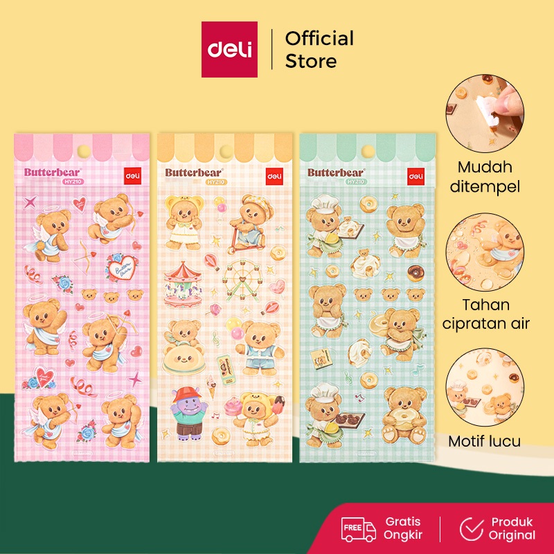 

Deli Sticker Butterbear Lucu Tahan Air Mudah Menempel HY210