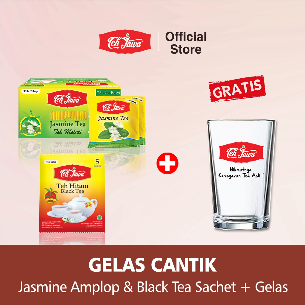 

Teh Jawa BKS Jasmine celup Amplop + Blacktea Renceng Free gelas