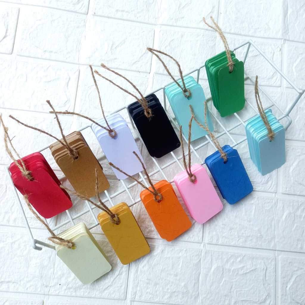 

50Pcs Hang Tag Label Polos Warna Hangtag Baju Free Tali Rami 10mtr