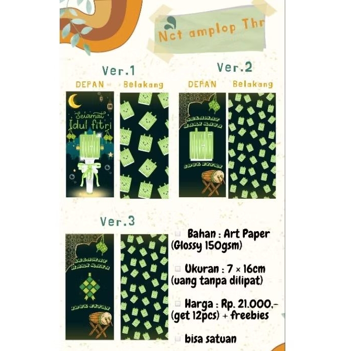 

Amplop THR lebaran NCT (Pre-Order) 1 Pack isi 12 pcs