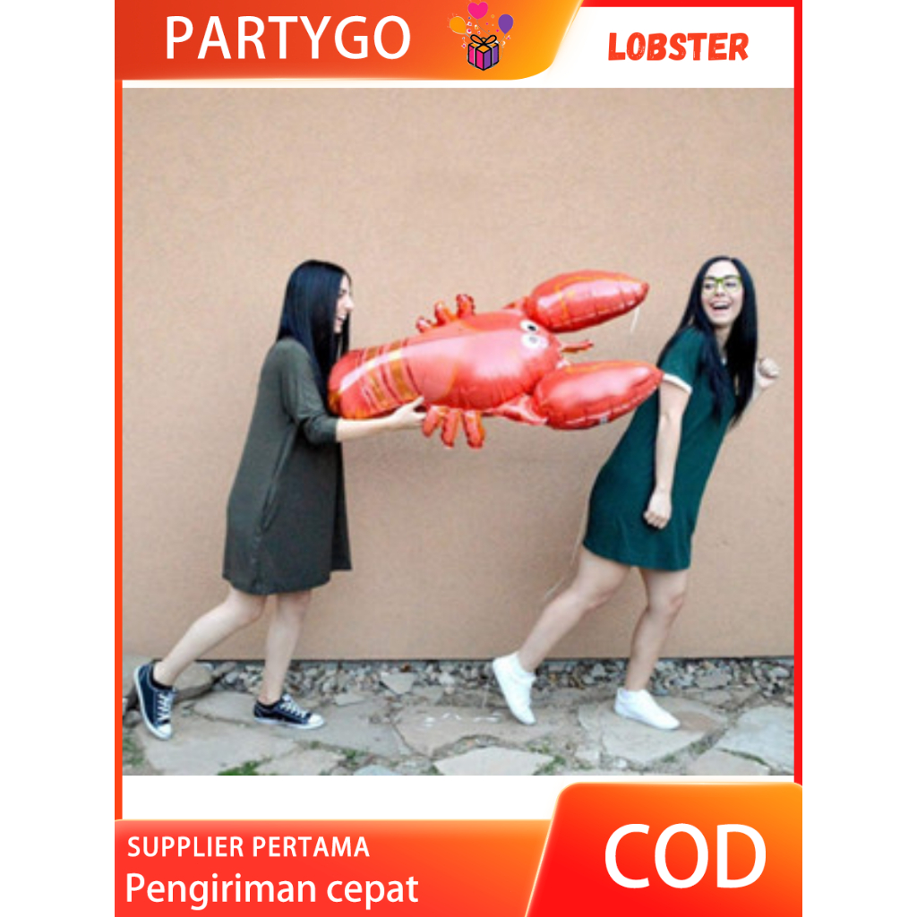 Balon Foil Jumbo Lobster  Balon Hewan Lobster Jumbo Tema Laut