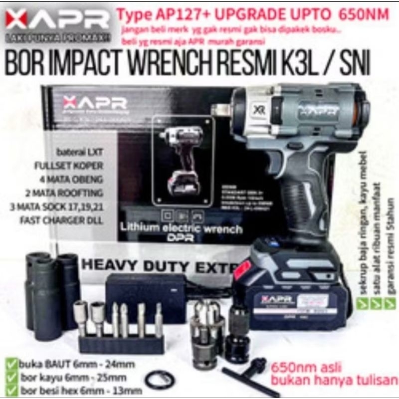 APR AP127 + IMPACT WRENCH 850NM 1 BATERAI + KARDUS