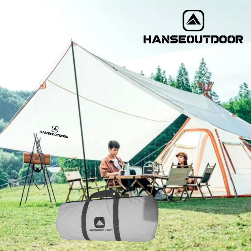 Flysheet Tenda Camping Ukuran 4x6 Meter Bahan Waterproof Tebal Dilengkapi 19 Loop Tali Bonus Tali Pe