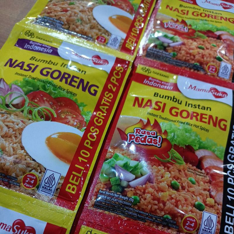

BUMBU INSTAN NASI GORENG MAMA SUKA (1 KEMASAN UNTUK 2-4 PORSI) II ORI DAN PEDAS