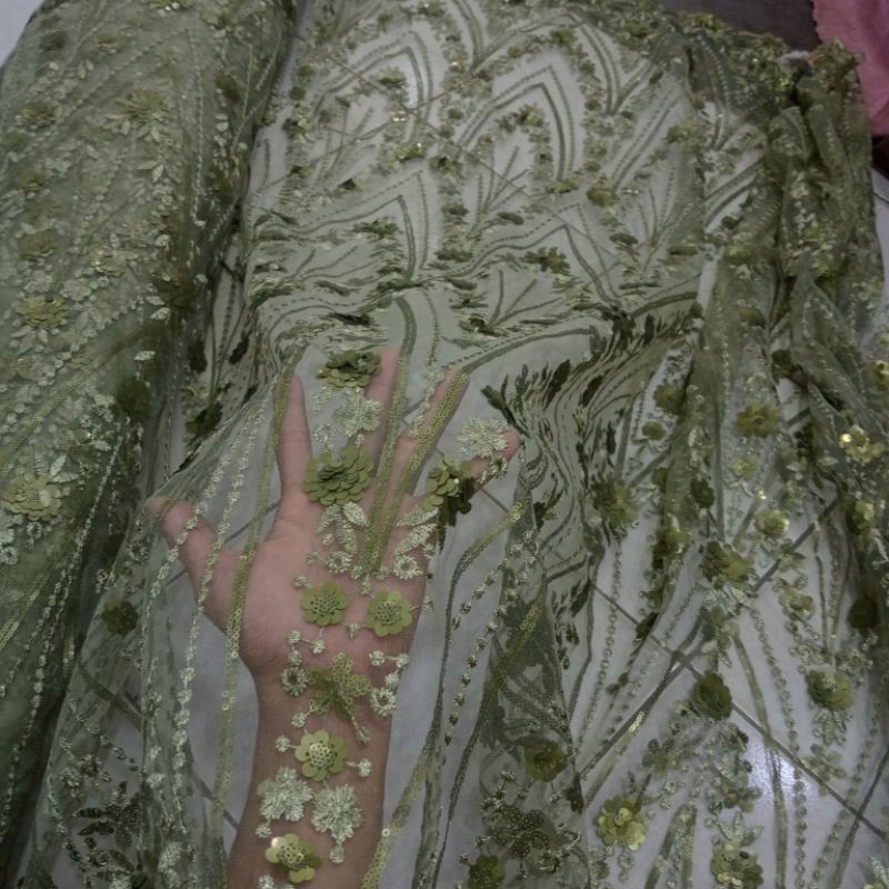 kain tille payet - kain Tulle payet - kain tille payet premium -kain tille kebaya - kain butik