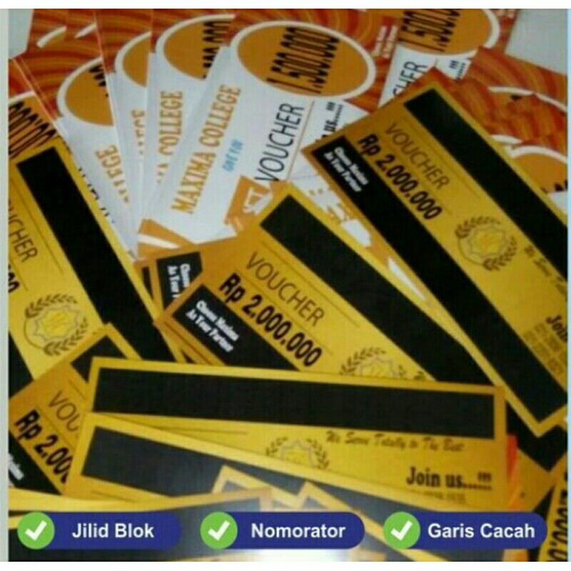 Cetak Tiket Kupon Discount Bahan Art Paper