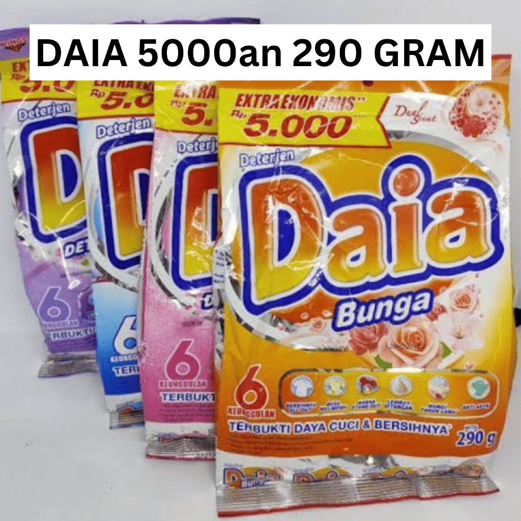 DETERJEN BUBUK DAIA BUNGA HEMAT 5000AN 250 GRAM ECERAN POWDER FLORAL BLOSSOM FRESH LEMON FRUITY HIJA