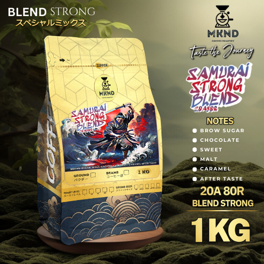 

MKND COFFEE ROASTERY - Samurai Strong Blend 1Kg Arabika 20% Robusta 80% | Cappuccino | Medium Dark | Espersso | Tubruk Kopi Biji Kopi 100% Grade 1