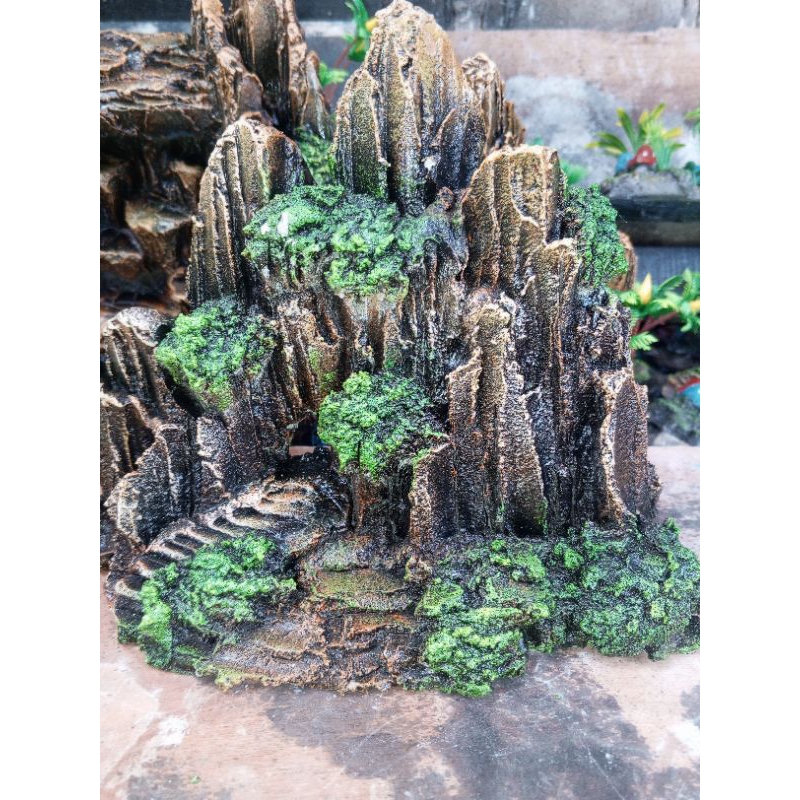 Tebing aquascape ornamen bukit batu variasi lubang aerator
