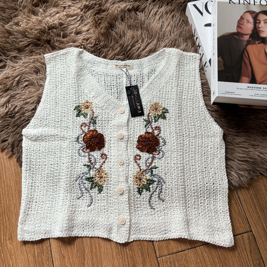 VEST RAJUT / KNIT BOHO VINTAGE IMPORT ALENA BOHEMANIA