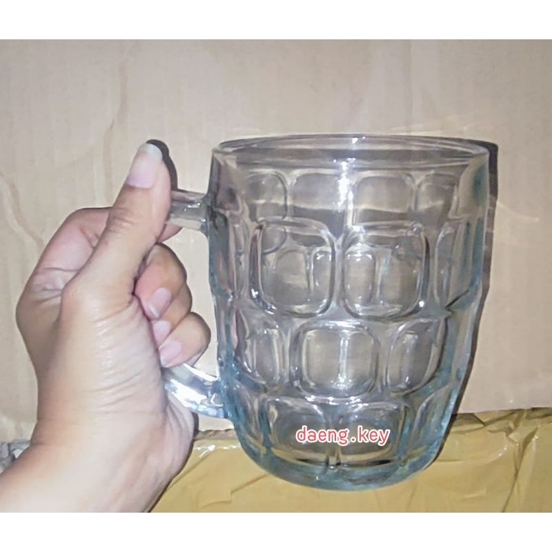 Gelas Kaca Besar Jumbo 550ml | Gelas Beer Kaca | Mug Beer Jumbo | Mug Kaca Jumbo | Gelas Kaca Cangki