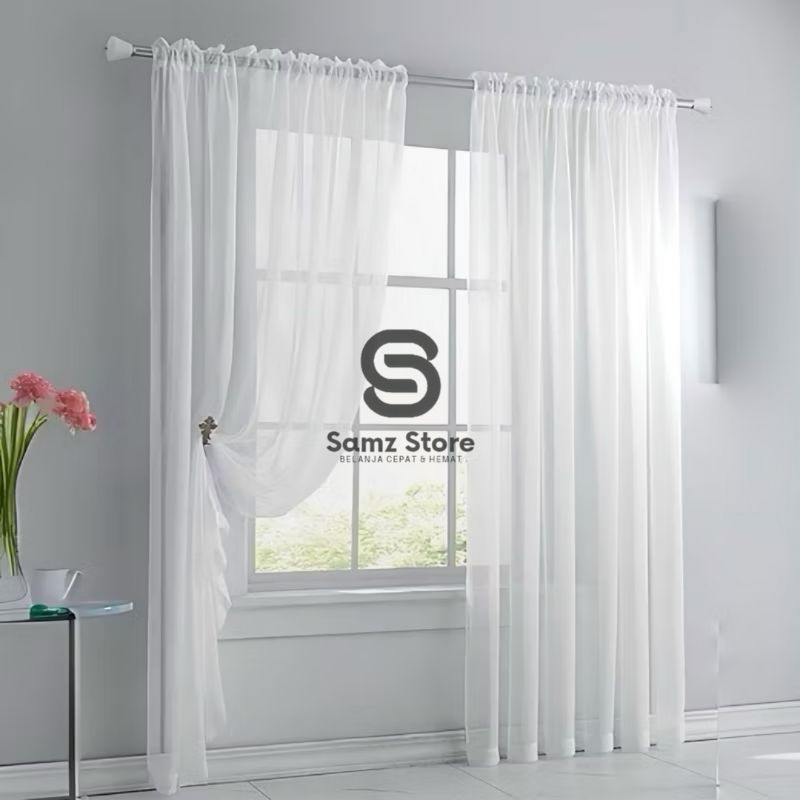 VITRASE GORDEN PUTIH POLOS PREMIUM, VITRASE TIRAI GORDEN, VITRASE SIANG BURKAT