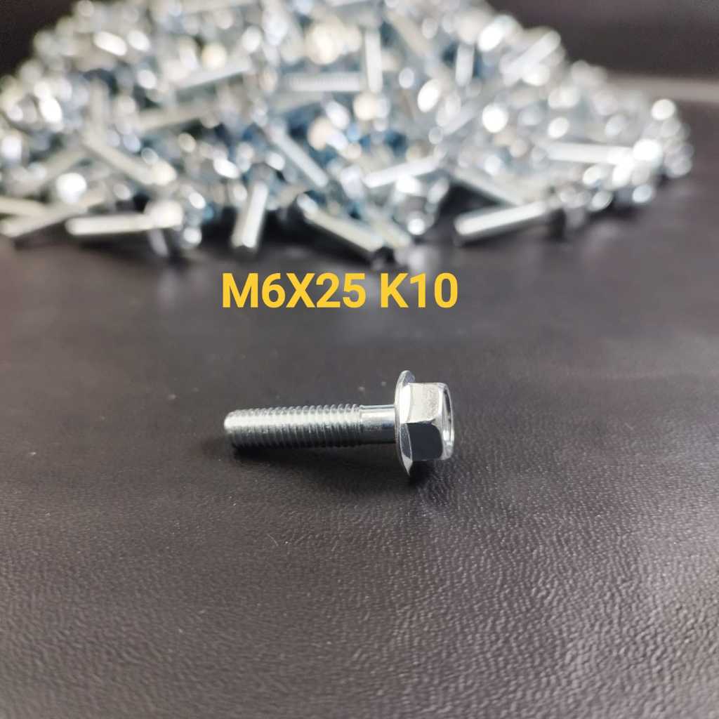 BAUT FLANGE BOLT M6X25 KUNCI ( T10 ) PUTIH
