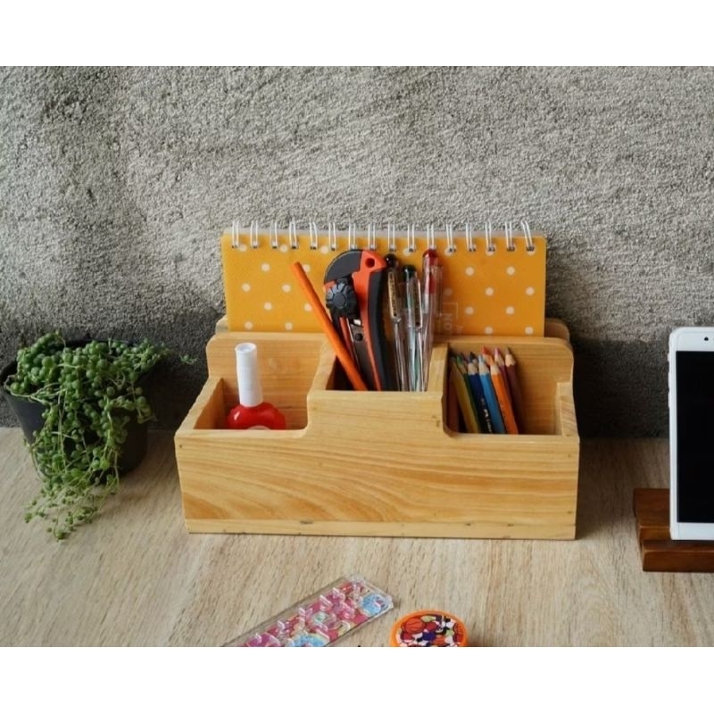 Organizer Meja Kantor Rak Pensil aesthetic Rak Buku Minimalis Rak Kayu Multifungsi