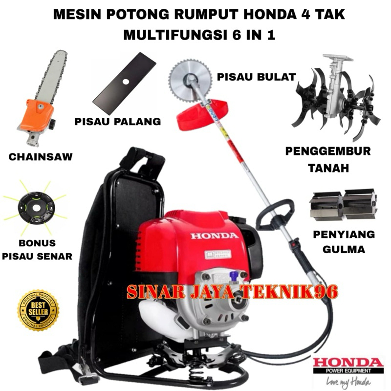 Mesin Potong Rumput Original Honda 4 Tak Komplit 6 Mata Pisau Multifungsi