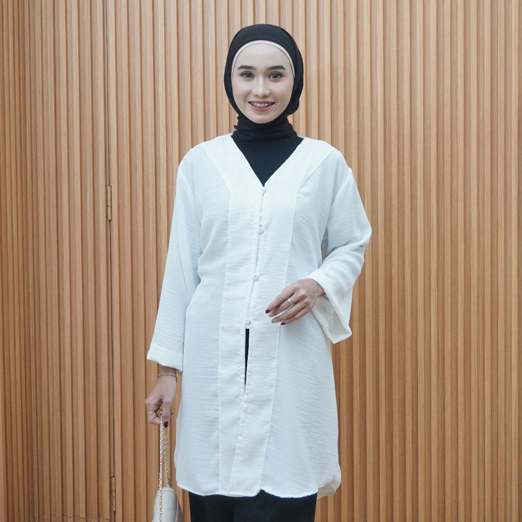 Tunik Putih Wanita Outer Panjang Wanita Tunik Satine