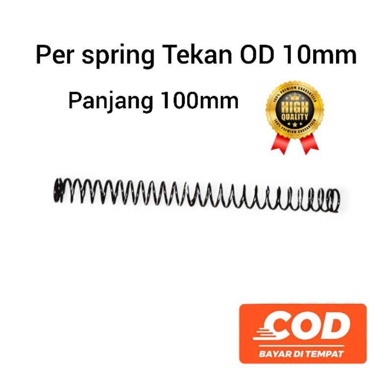 Per Spring Tekan OD 10mm Kawat Baja Panjang 100mm