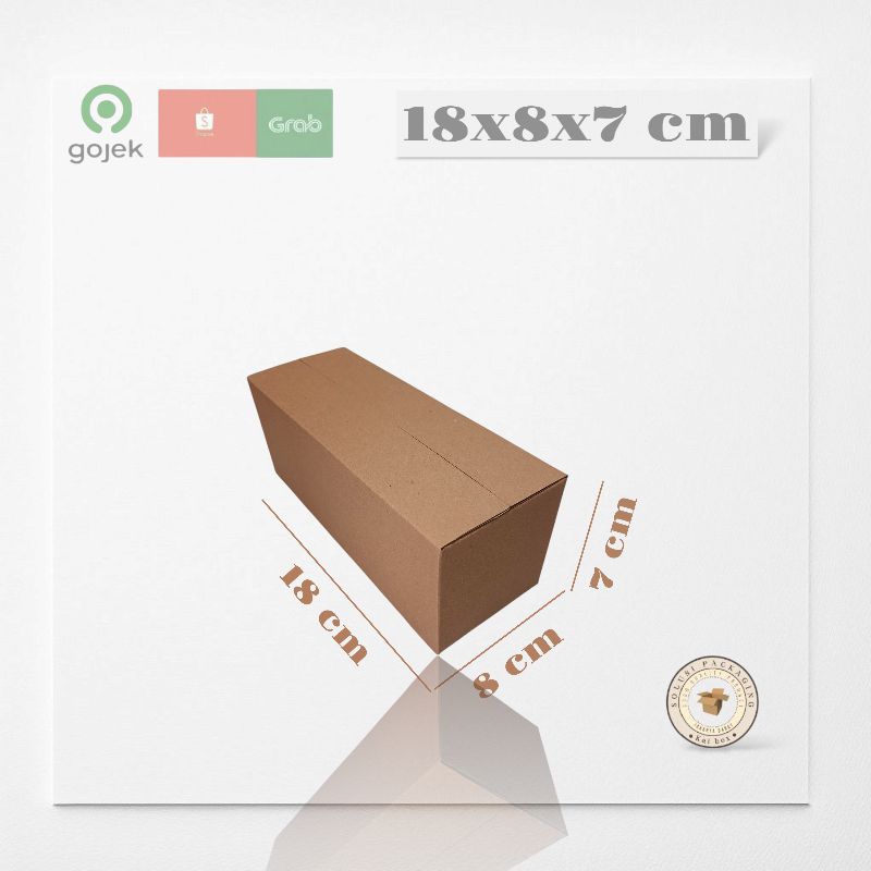 

kardus ukuran 18x8x7 cm box singel wall polos ST