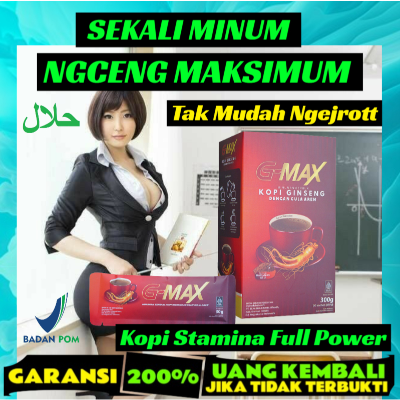 

Kopi Gmax Penambah Stamina Pria Dewasa Kuat Tahan Lebih Lama G-Max Bpom Halal