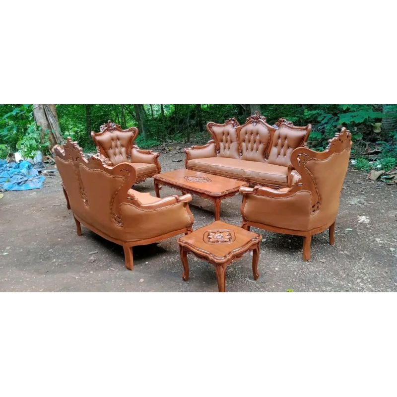 sofa tamu ukir kayu jati mewah, set sofa tamu kayu jati