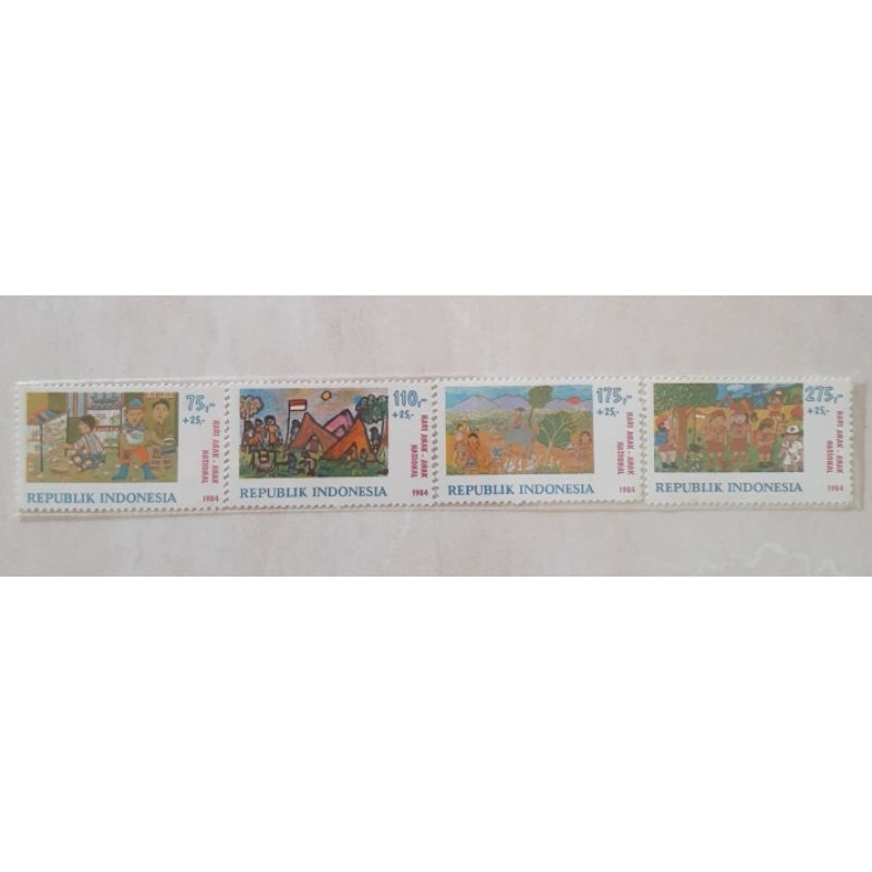 

(A) Perangko Indonesia Hari Anak - Anak Nasional Tahun 1984 set lengkap - 4pcs