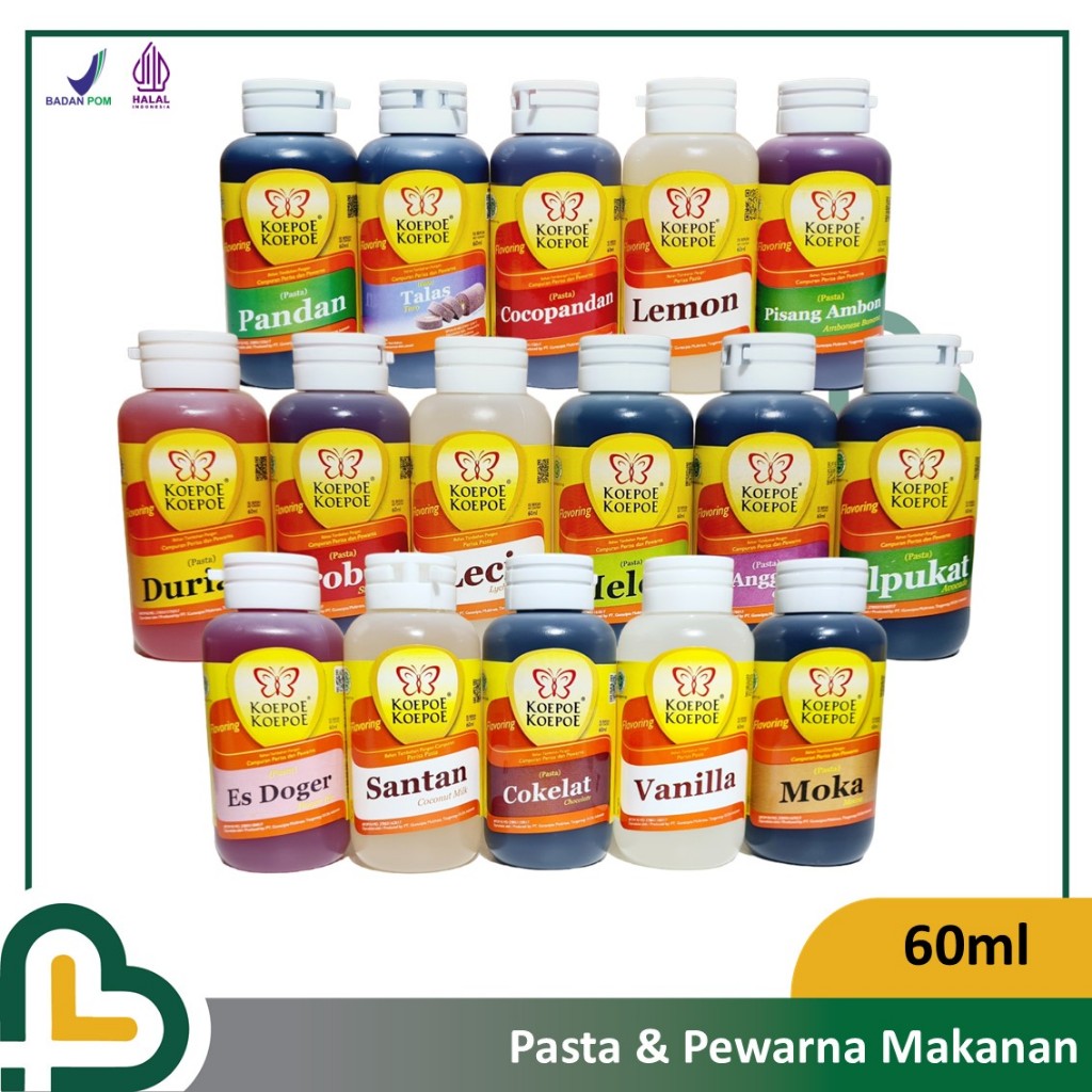 

Koepoe Perisa Pewarna Pasta Rasa Buah Pandan Coklat Kopi Moka Doger Vanilla Santan Doger 60ml