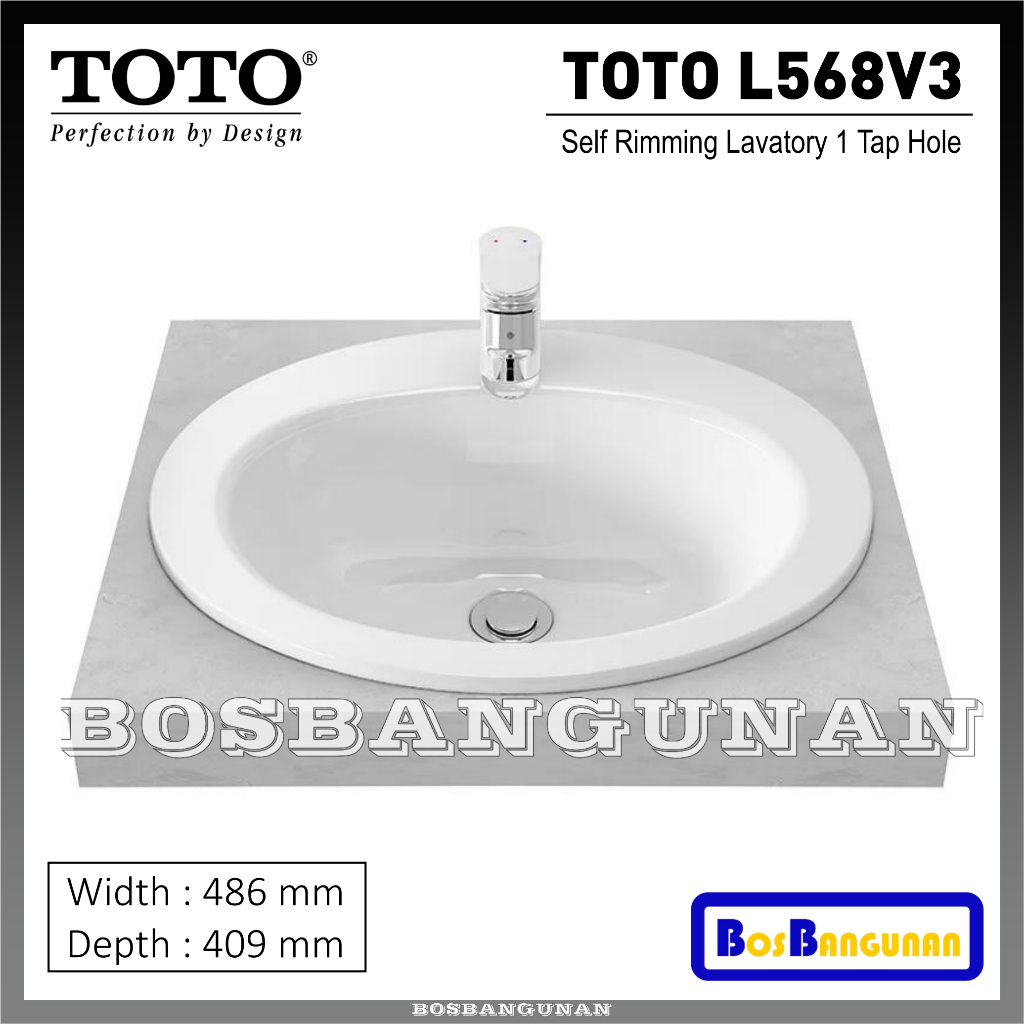 Wastafel TOTO L568 V3 / Wastafel Meja TOTO L568V3 / Counter Wastafel / TOTO L568V3 Self Rimming Lava