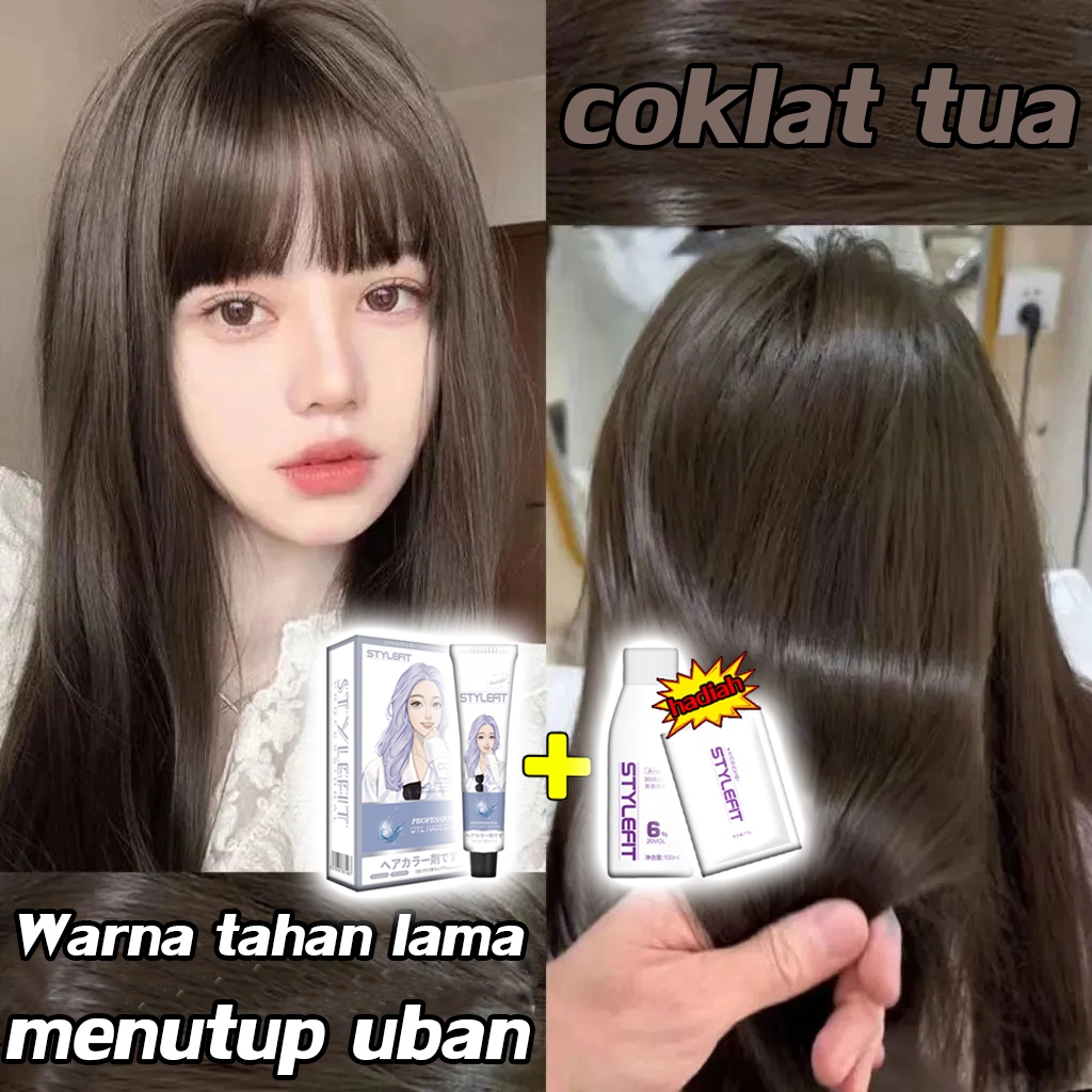 【 Best seller】STYLE FIT cat rambut* 210ml  cat sendiri di rumah, menutup uban，Tidak merusak rambut（p