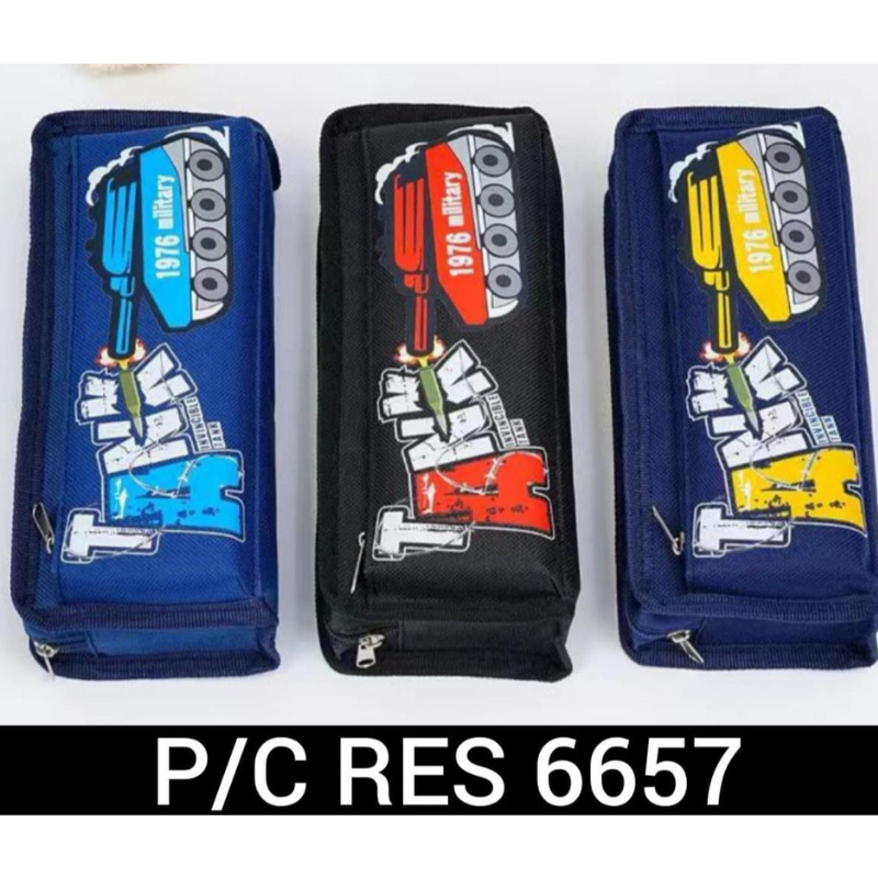 

Tempat Kotak Pensil Kain Jumbo Resleting Tebal Premium 2 Sleting Motif Mobil Tank 6657